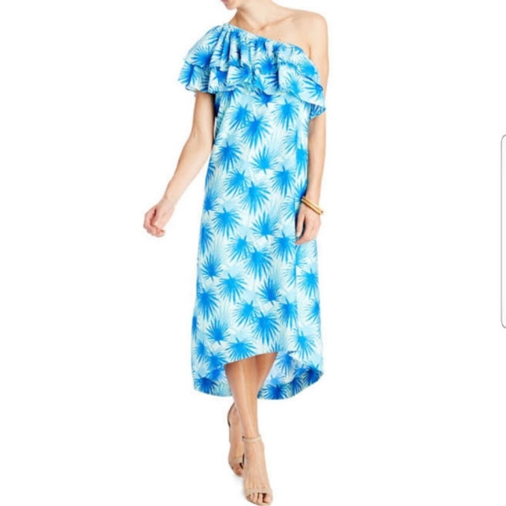 Vineyard Vines Electric Palm one Shoulder floral print summer dress Sz 10